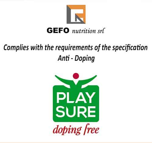 The GE.FO. nutrition Srl complies with the requirements of the “DOPING FREE” PLAY SURE specification