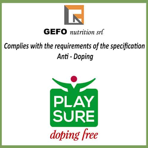 The GE.FO. nutrition Srl complies with the requirements of the "DOPING FREE" PLAY SURE specification